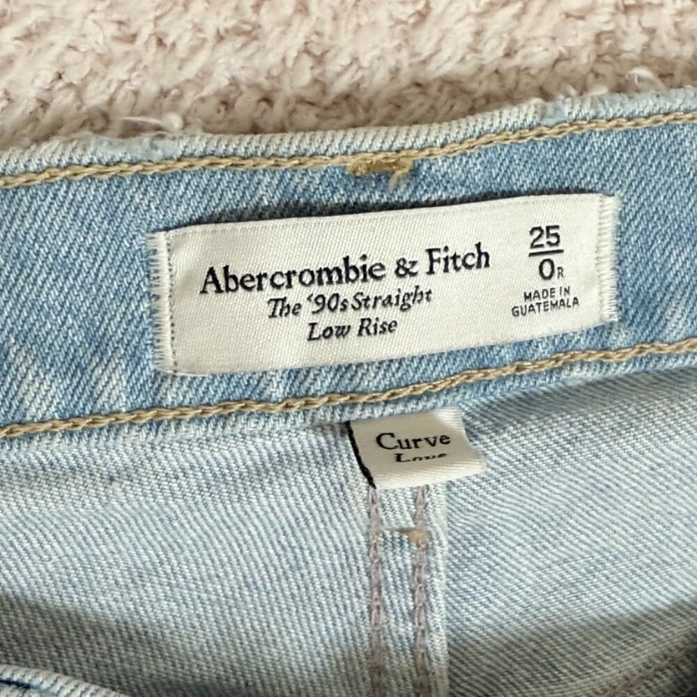 Abercrombie Fitch Womens 90s Straight Jeans Low Rise Light Curve Love 25/0 NWT - Picture 5 of 11